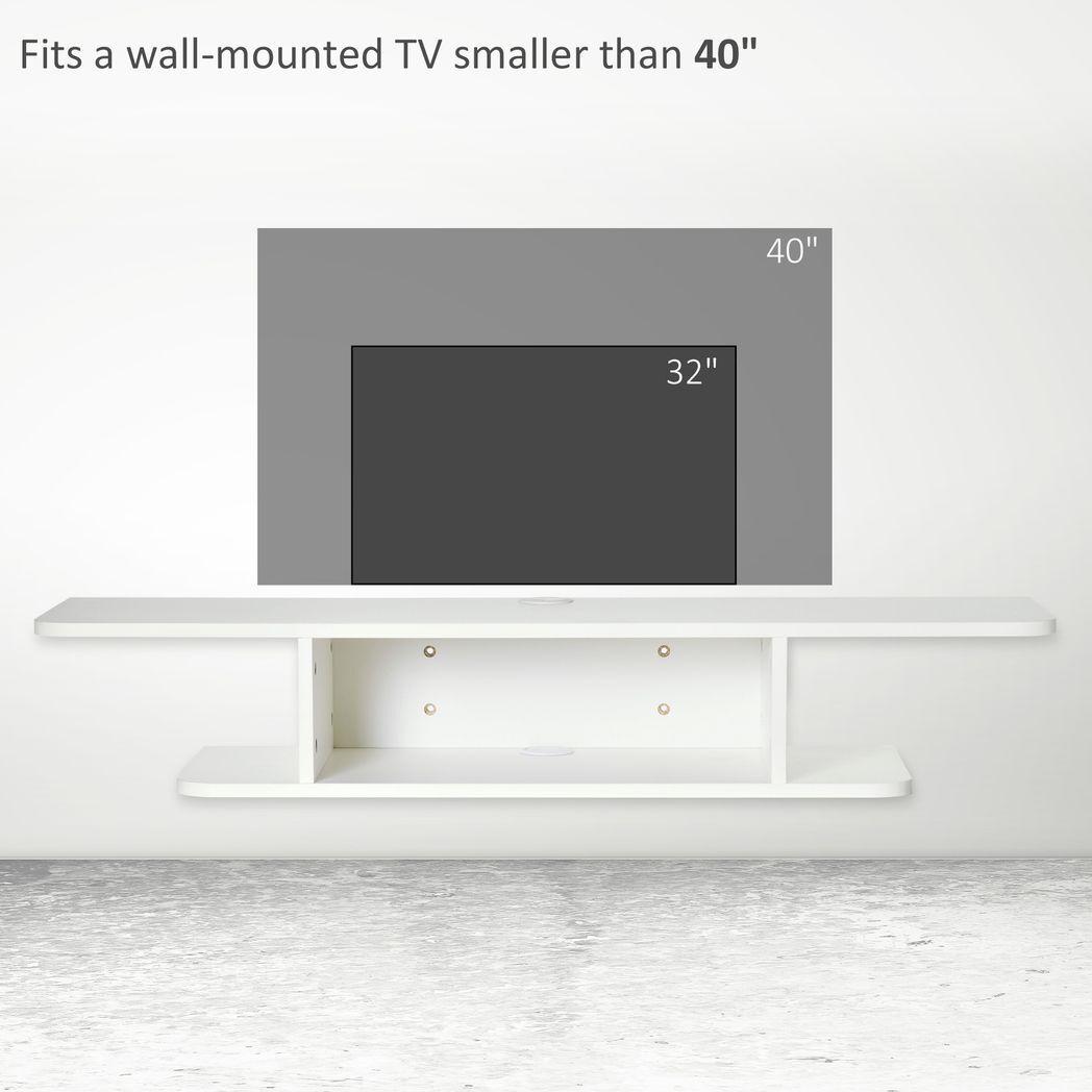 Floating TV Unit Stand Wall Mount Media Console with Storage Shelf, White