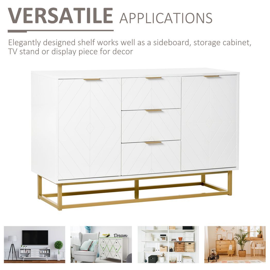 Modern Storage Cabinet Freestanding Cupboard with 3 Drawers for Dining Room