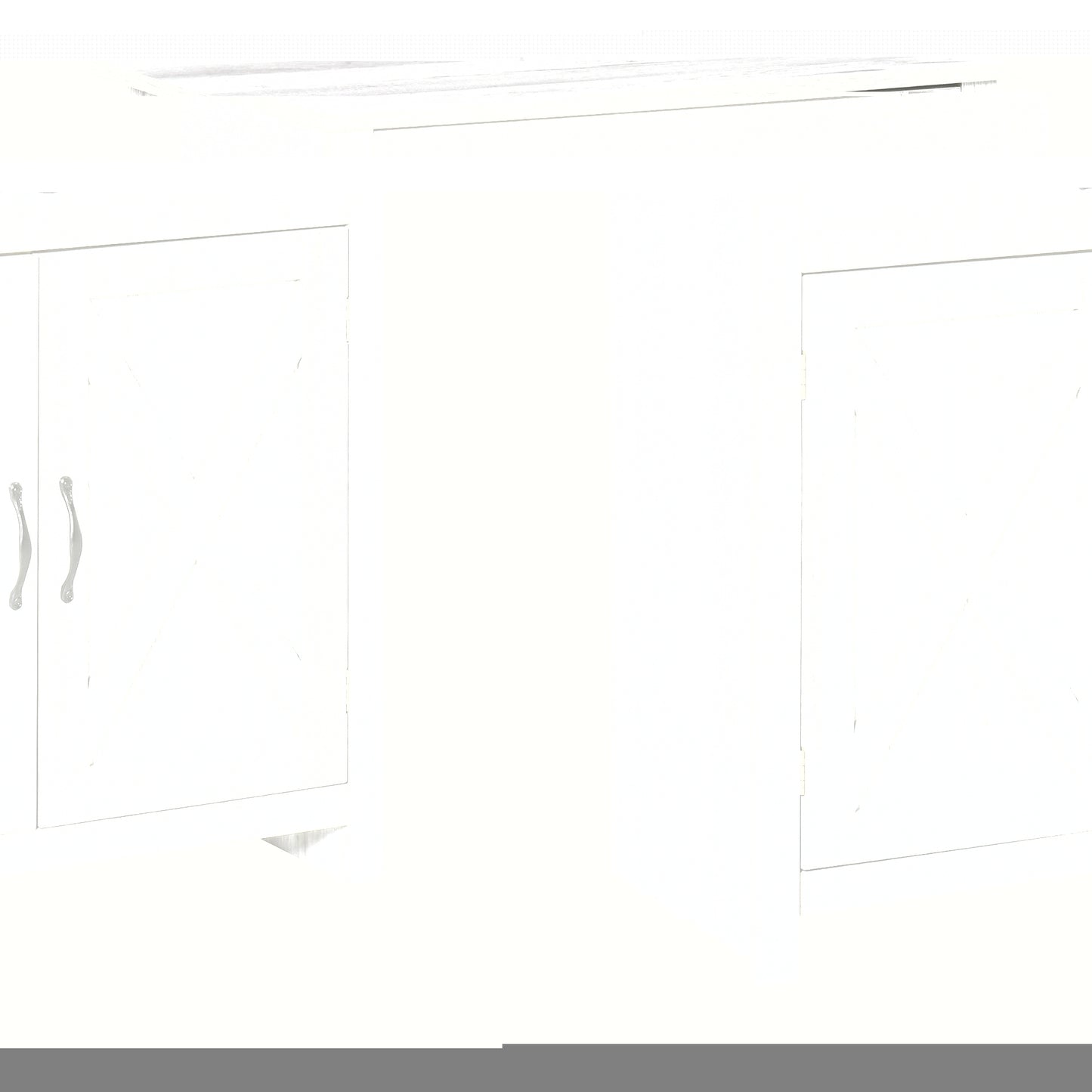 Farmhouse Barn Door Sideboard Buffet Storage Cabinet Coffee Bar Grey Grain