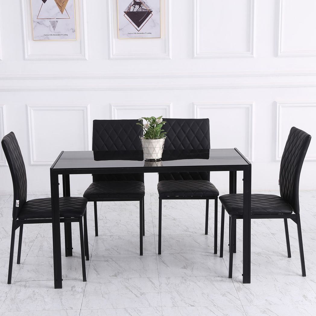 Modern Dining Chairs Faux Leather Accent Chairs for Kitchen, Set of 4, Black