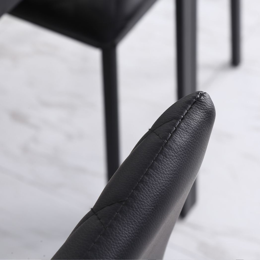 Modern Dining Chairs Faux Leather Accent Chairs for Kitchen, Set of 4, Black