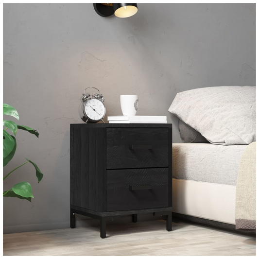 Bedside Cabinet Black 36x30x45 cm Solid Pinewood