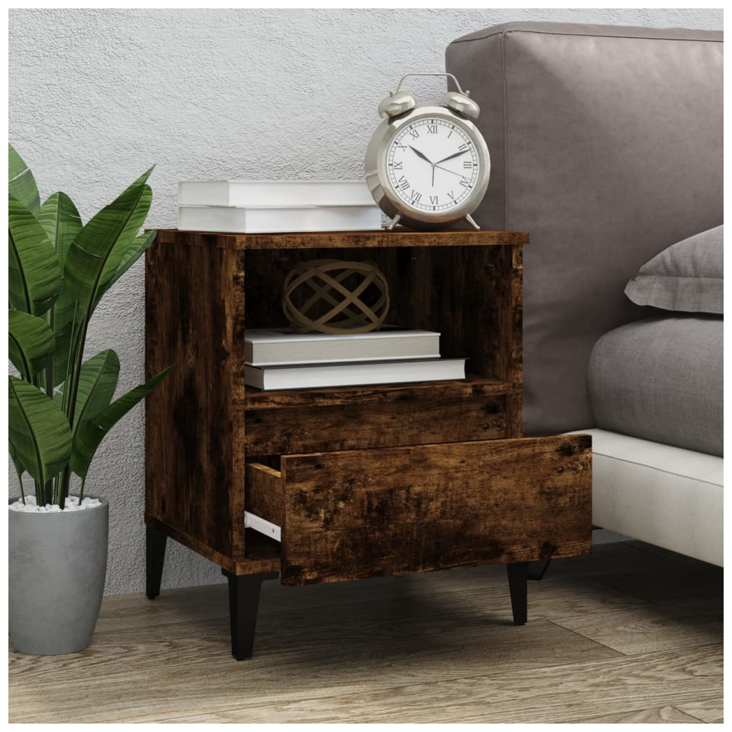 Bedside Cabinet Smoked Oak 40x35x50 cm