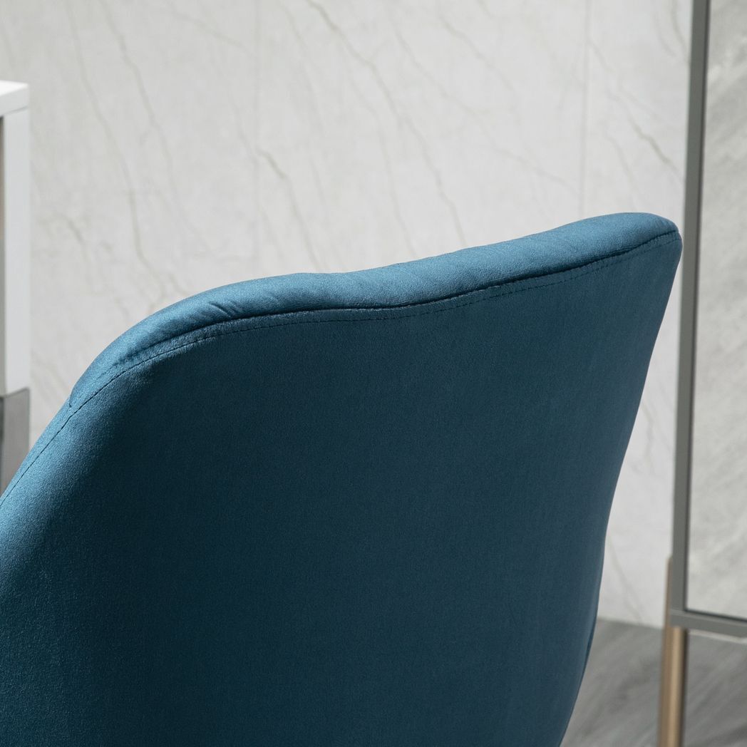 Velvet Home Office Chair Comfy Desk Chair w/ Adjustable Height Armrest Blue
