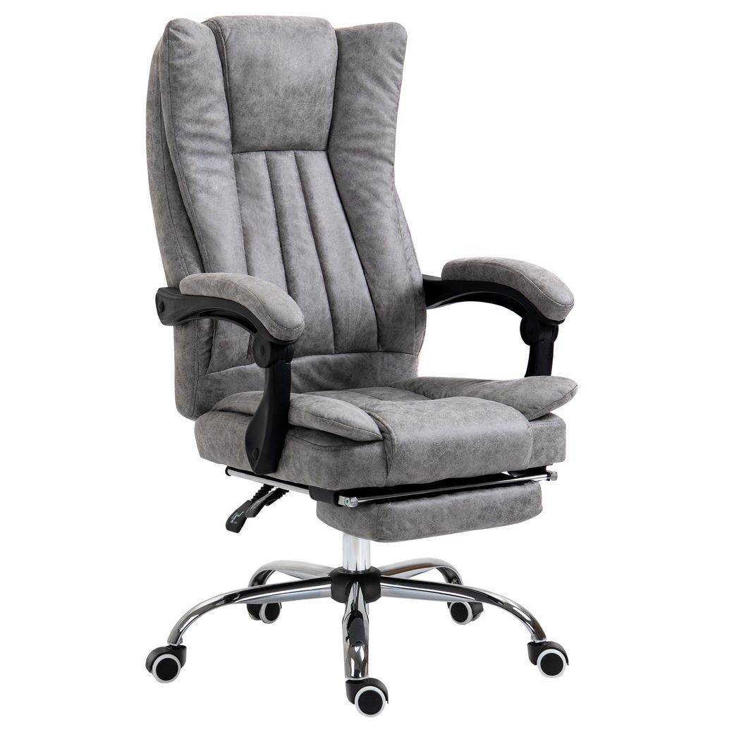 Executive Office Chair Computer Swivel Chair for Home with Arm, Footrest, Grey