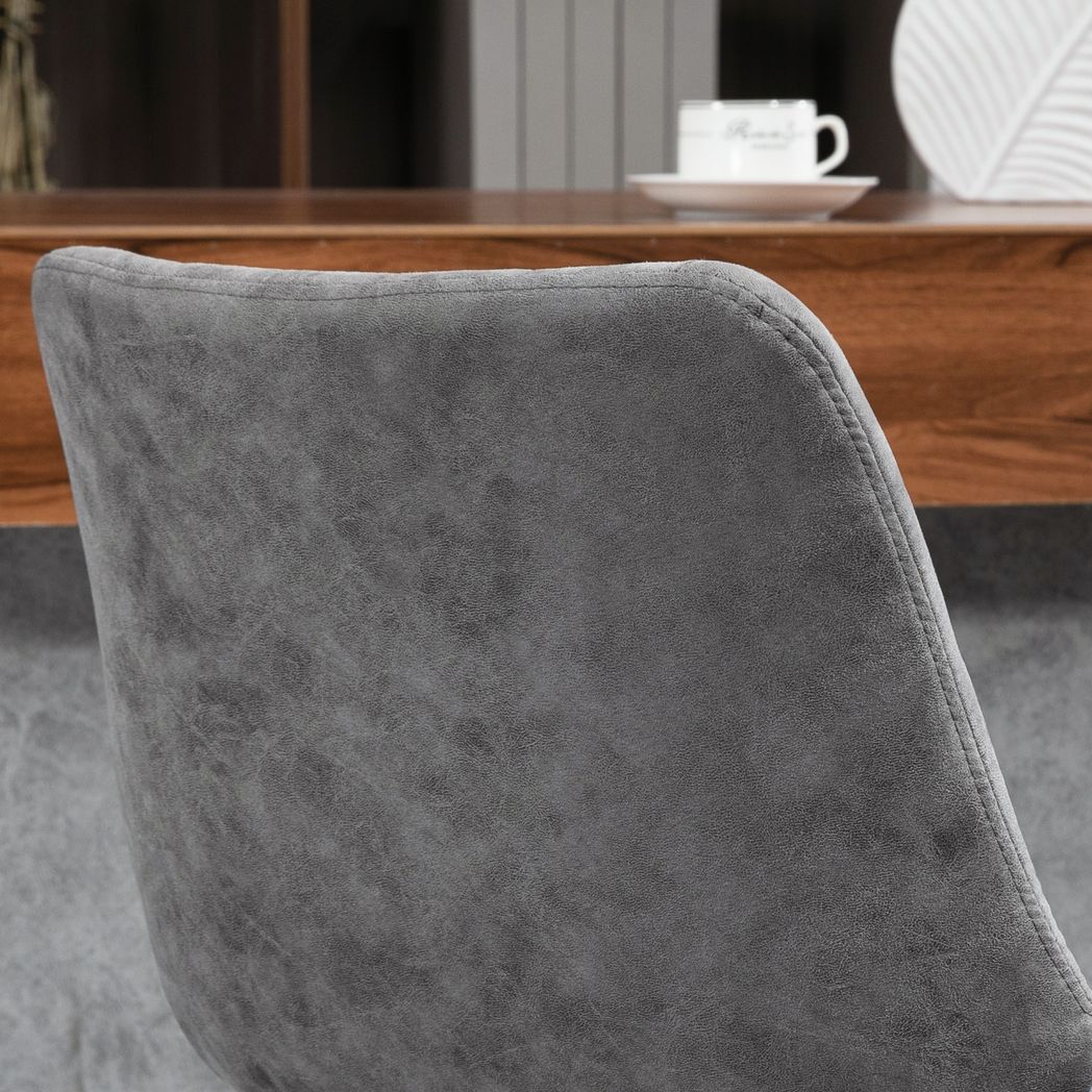 Set Of 2 Microfibre Retro Tub Bar Stools w/ Metal Frame Footrest Home Seat Grey