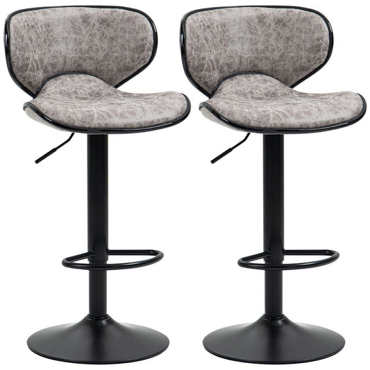 Vintage Bar Stool Set of 2 Microfiber Cloth Adjustable Height Armless Chairs