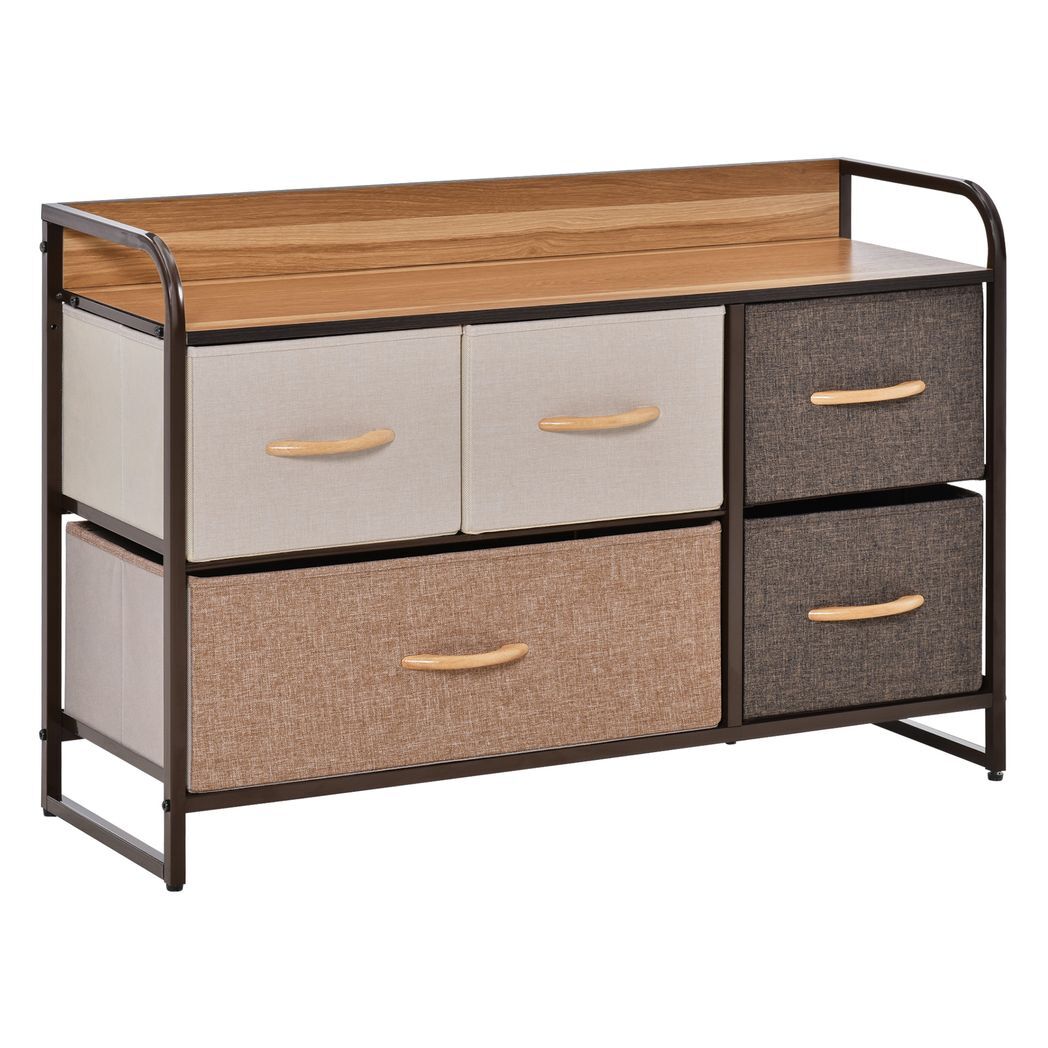 Drawers Storage Tower Dresser with Wood Top, Steel Frame, Storage Organizer