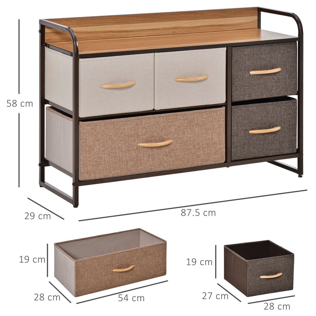 Drawers Storage Tower Dresser with Wood Top, Steel Frame, Storage Organizer
