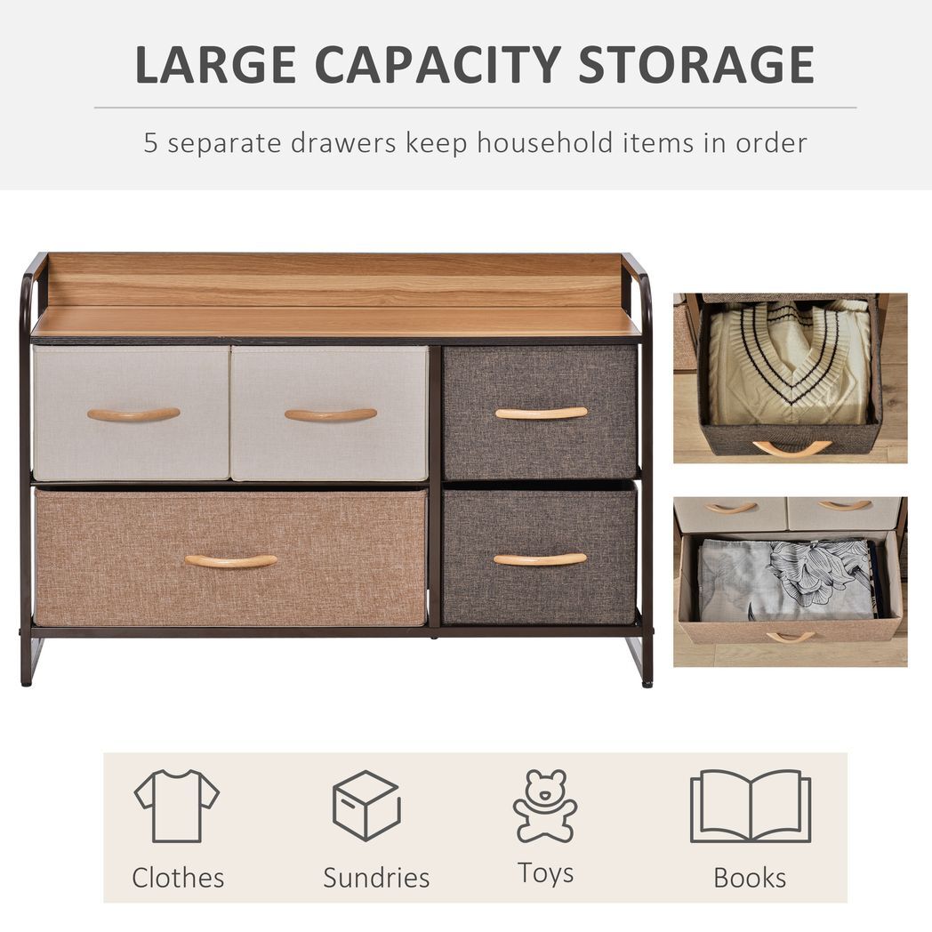 Drawers Storage Tower Dresser with Wood Top, Steel Frame, Storage Organizer