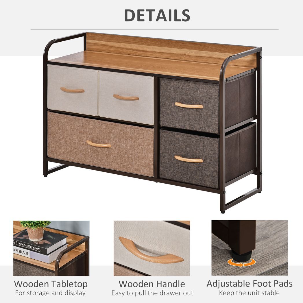 Drawers Storage Tower Dresser with Wood Top, Steel Frame, Storage Organizer