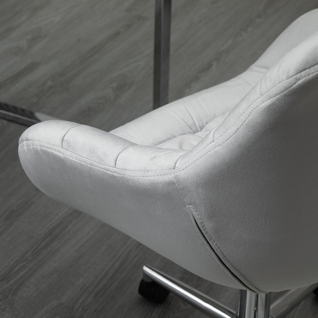 Velvet Home Office Chair Comfy Desk Chair w/ Adjustable Height Armrest Grey