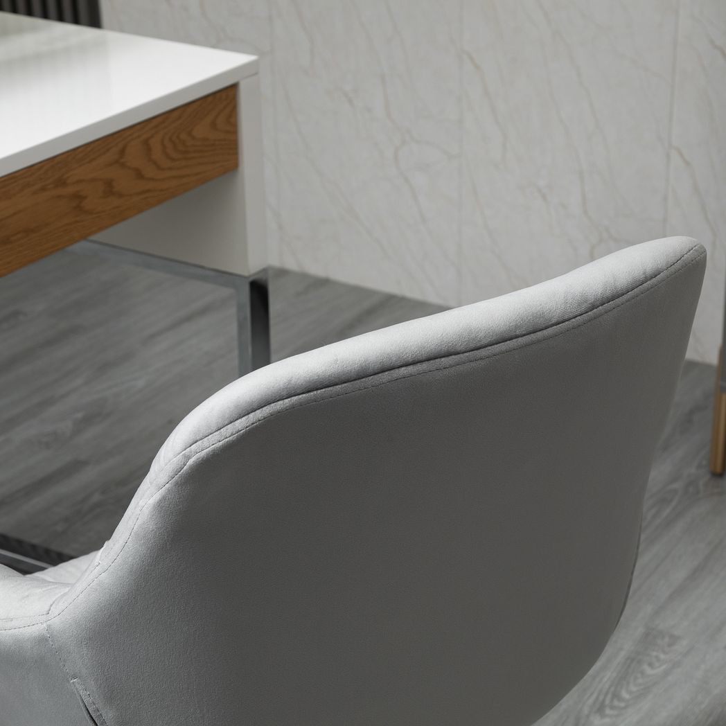Velvet Home Office Chair Comfy Desk Chair w/ Adjustable Height Armrest Grey