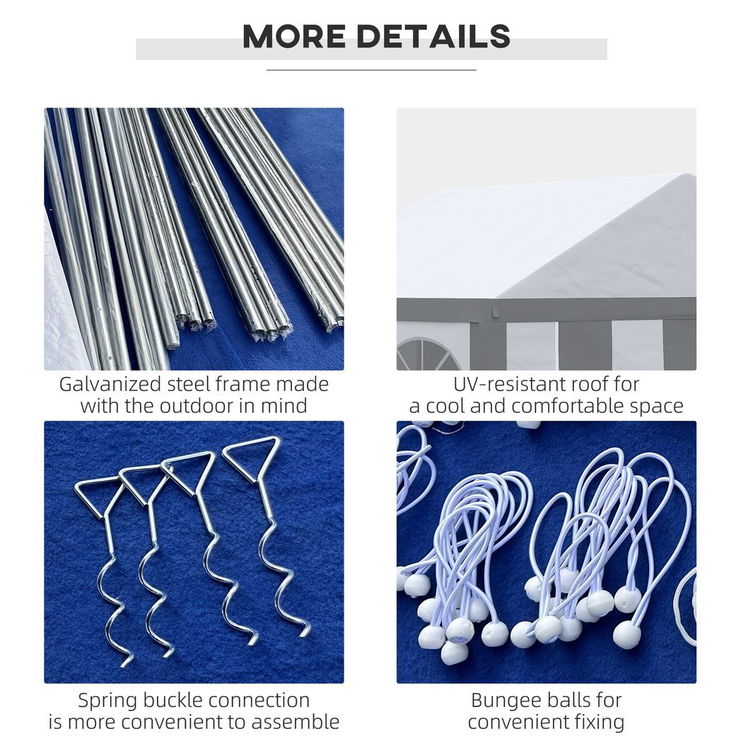 4 x 4m Party Tent, Marquee Gazebo with Sides, Four Windows and Double Doors