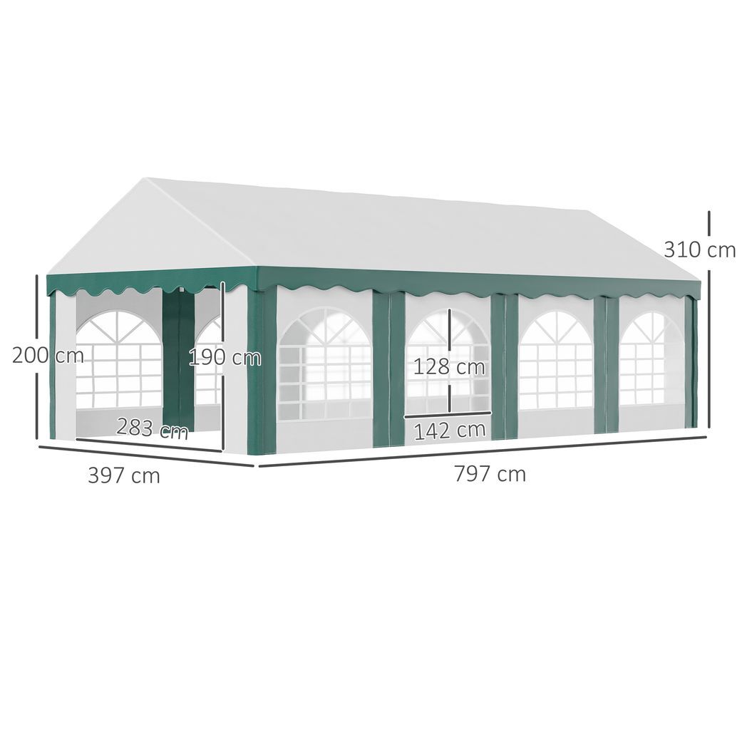 8 x 4m Marquee Gazebo, Party Tent with Double Doors for Wedding and Events