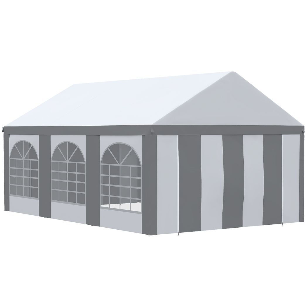 6 x 4m Party Tent, Marquee Gazebo with Sides, Six Windows and Double Doors