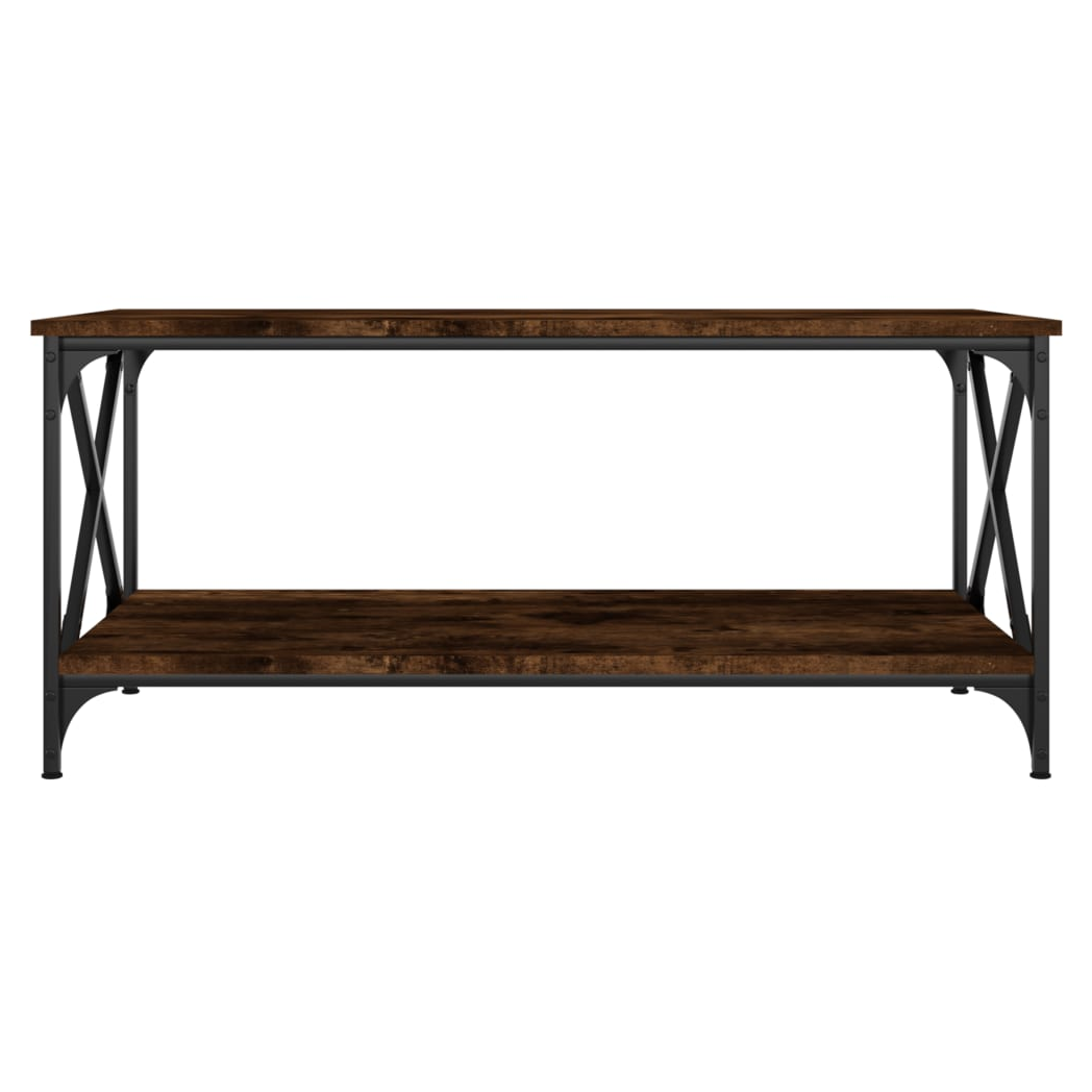 Coffee Table Smoked Oak 100x50x45 cm Engineered Wood and Iron