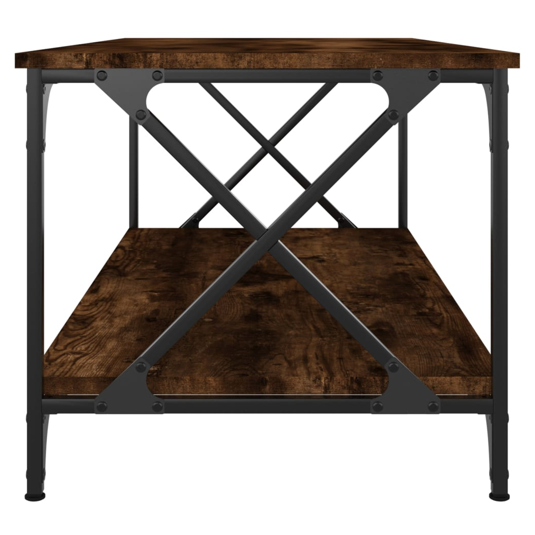 Coffee Table Smoked Oak 100x50x45 cm Engineered Wood and Iron