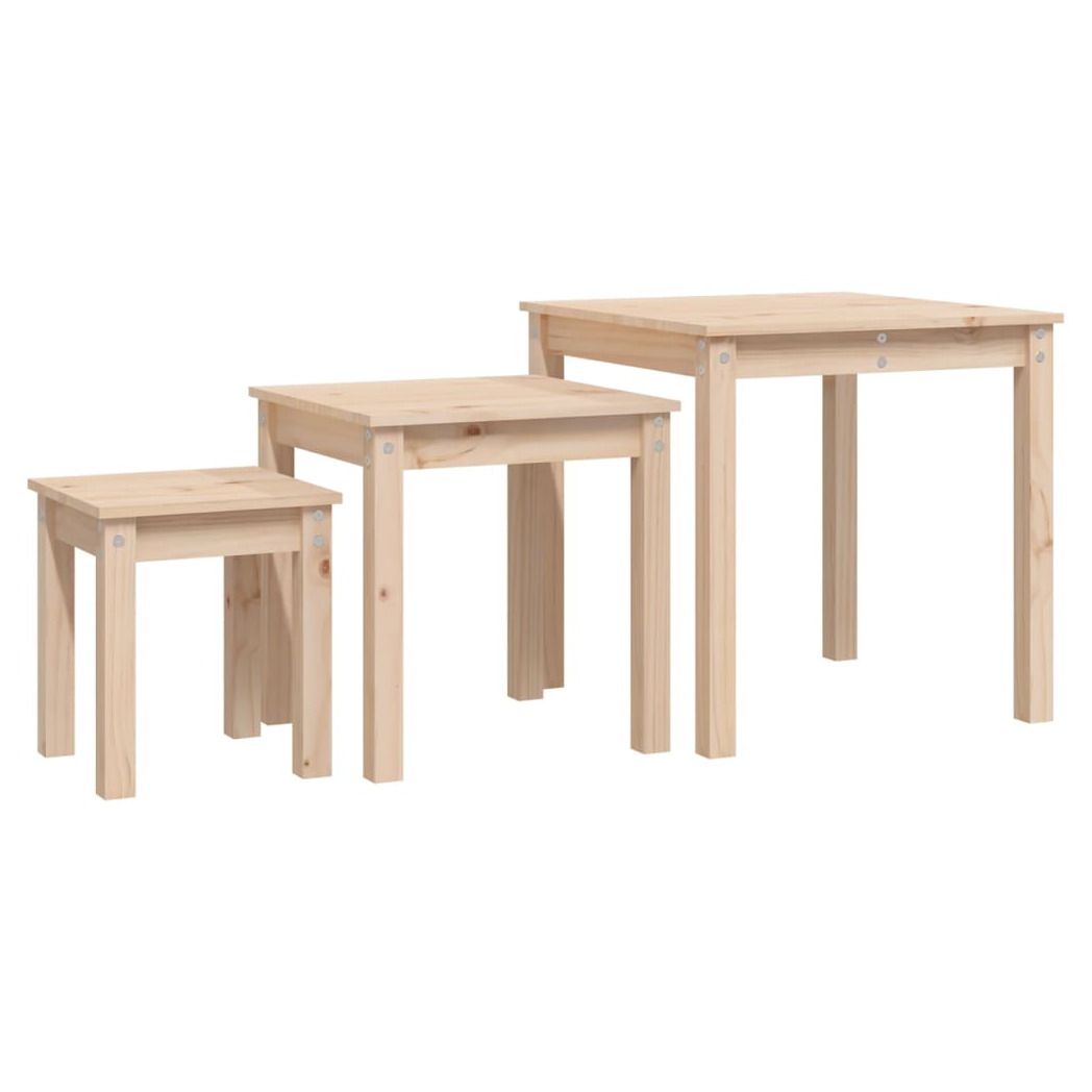 Nesting Tables 3 pcs Solid Wood Pine
