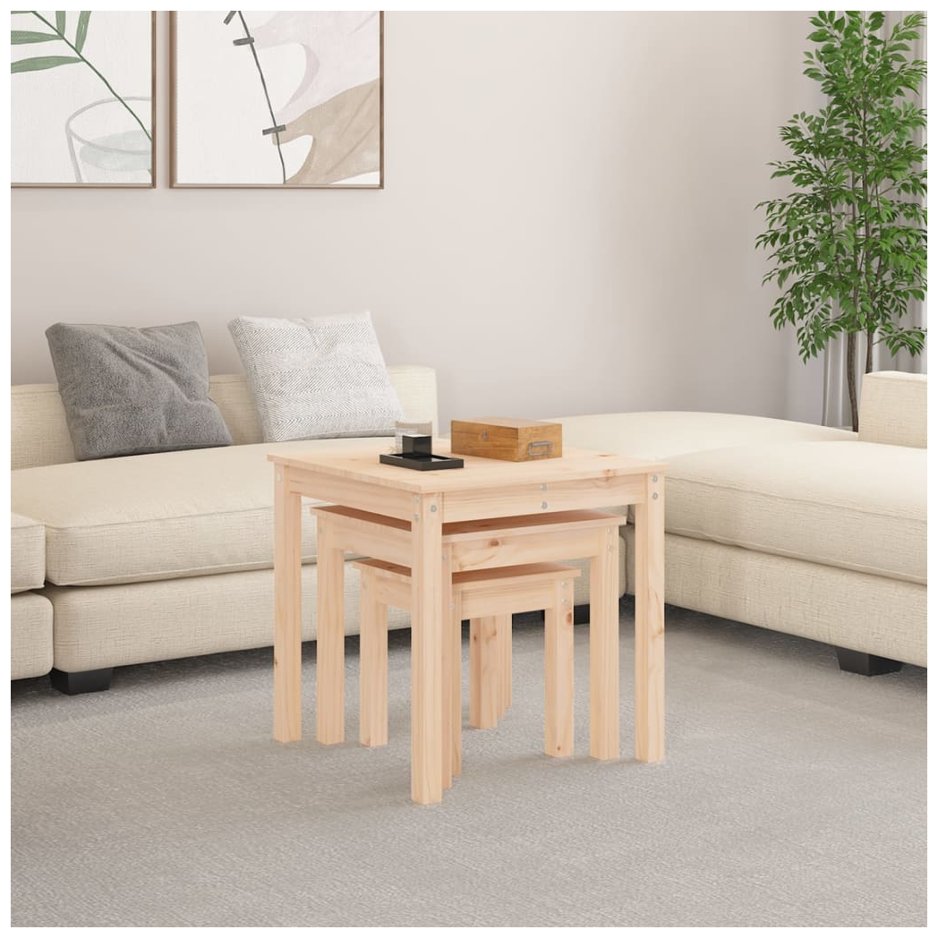 Nesting Tables 3 pcs Solid Wood Pine