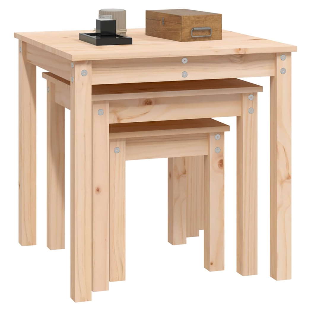 Nesting Tables 3 pcs Solid Wood Pine