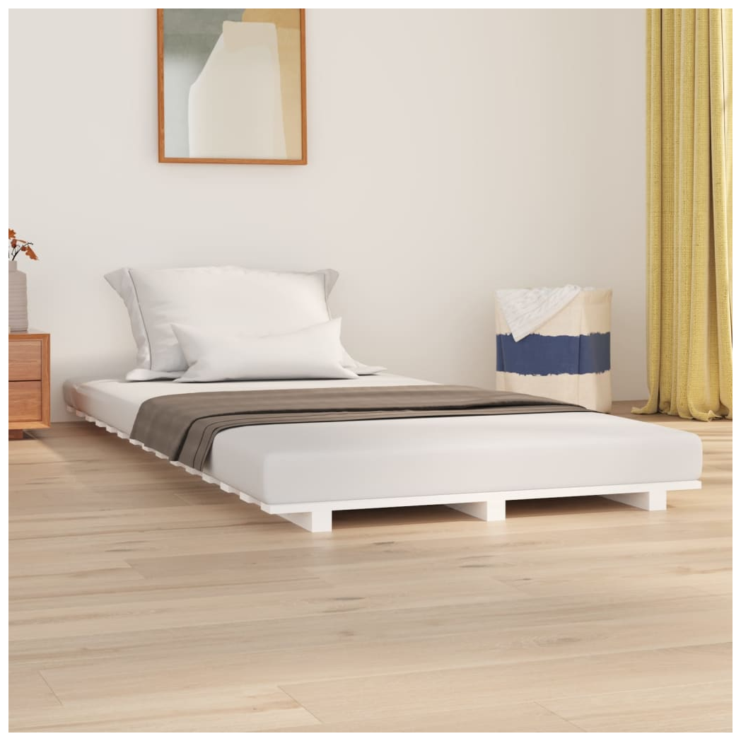 Bed Frame White 90x200 cm Solid Wood Pine