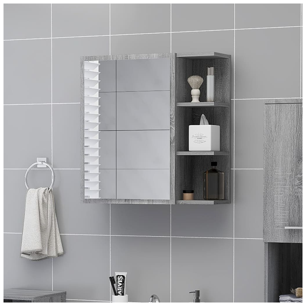 Bathroom Mirror Cabinet Grey Sonoma 62.5x20.5x64 cm Engineered Wood