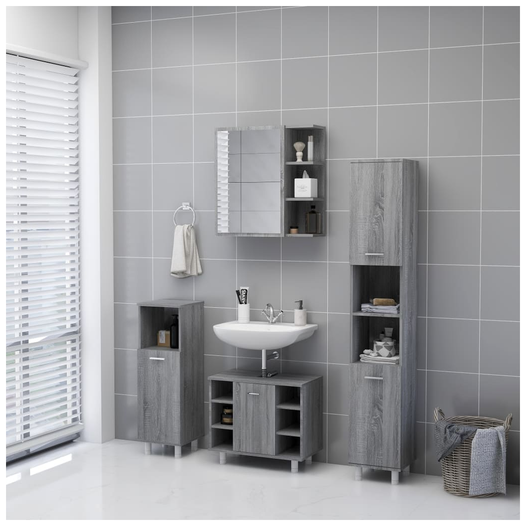 Bathroom Mirror Cabinet Grey Sonoma 62.5x20.5x64 cm Engineered Wood