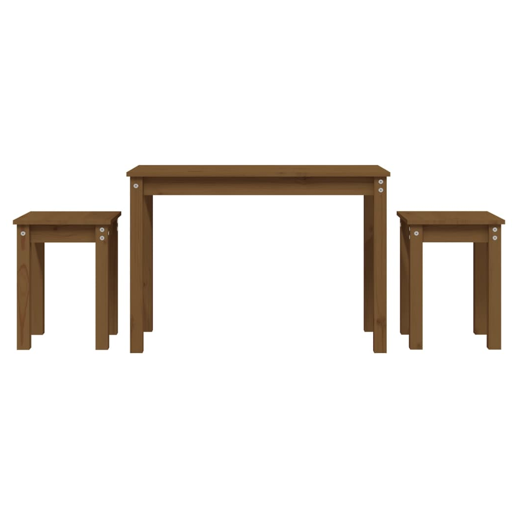 Nesting Tables 3 pcs Honey Brown Solid Wood Pine