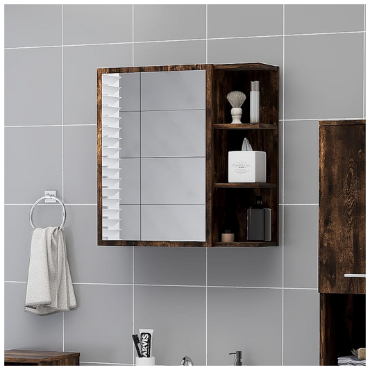 Bathroom Mirror Cabinet Smoked Oak 62.5x20.5x64cm Engineered Wood
