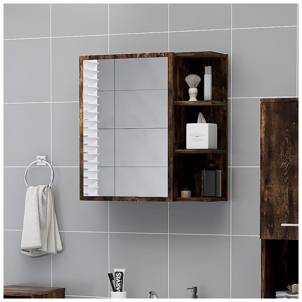 Bathroom Mirror Cabinet Smoked Oak 62.5x20.5x64cm Engineered Wood