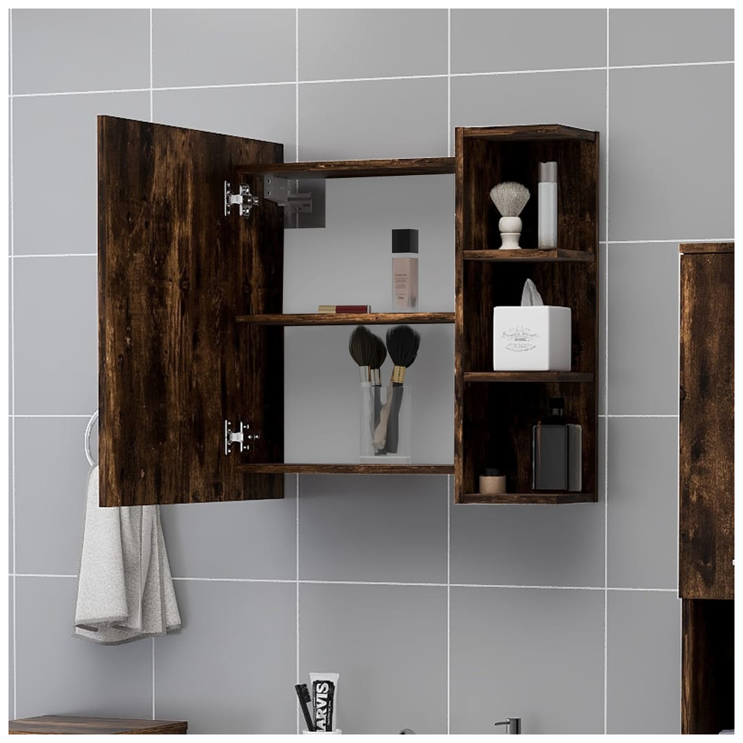 Bathroom Mirror Cabinet Smoked Oak 62.5x20.5x64cm Engineered Wood