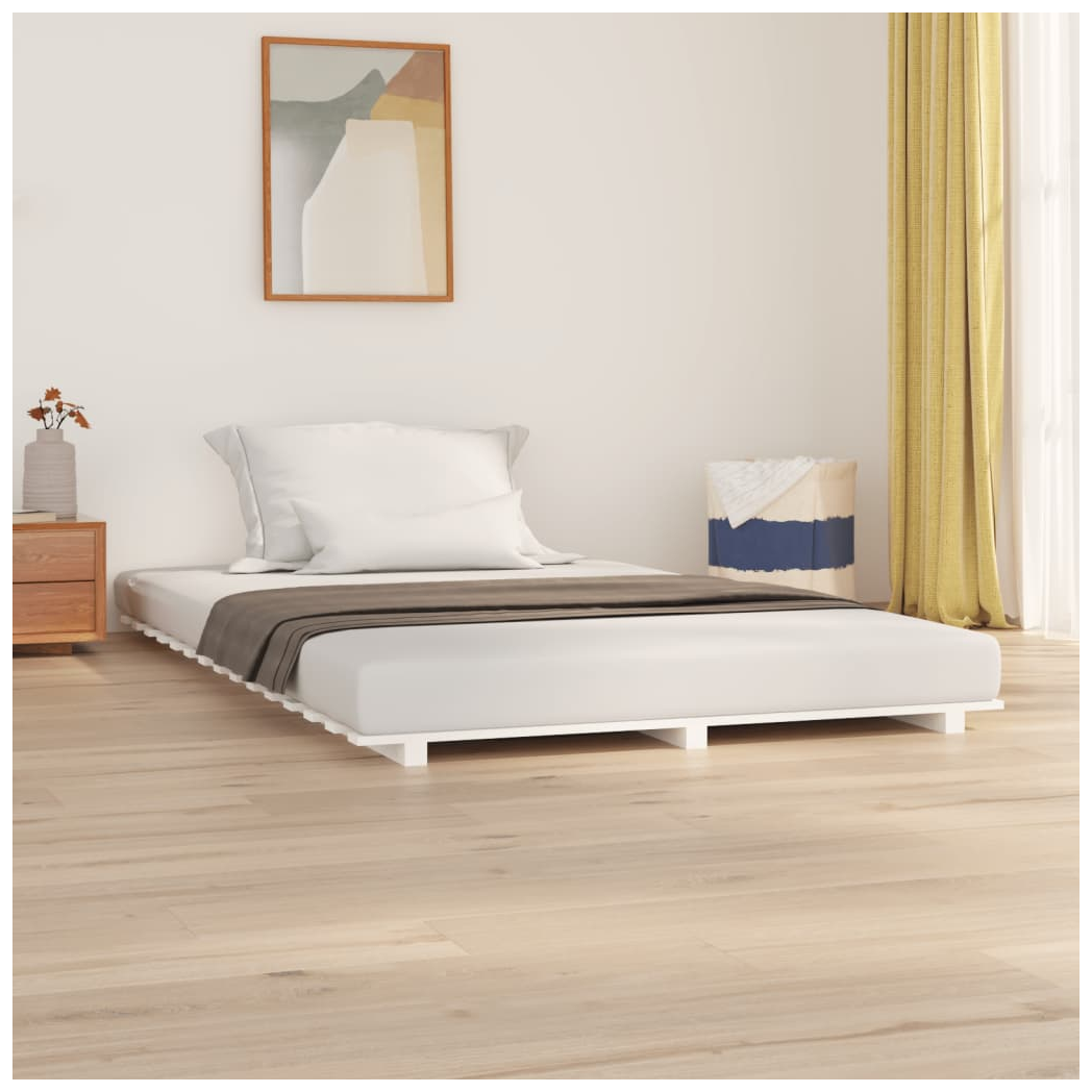 Bed Frame White 140x190 cm Solid Wood Pine