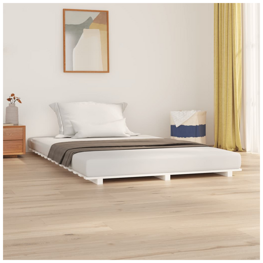 Bed Frame White 140x190 cm Solid Wood Pine