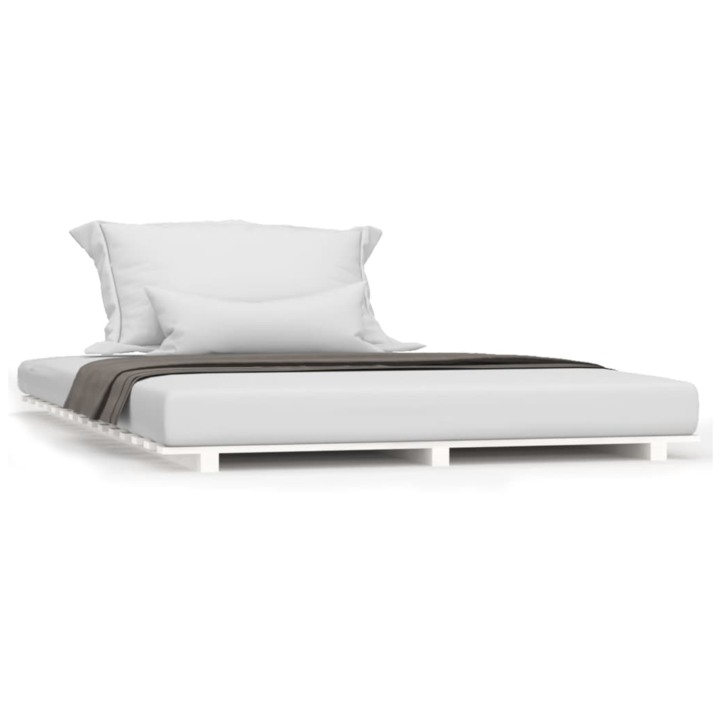 Bed Frame White 140x190 cm Solid Wood Pine