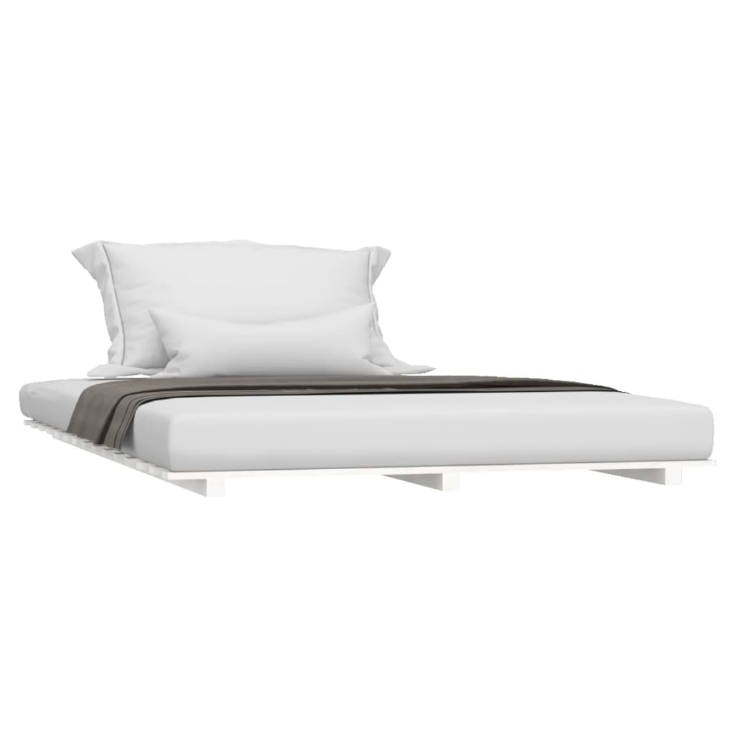 Bed Frame White 140x190 cm Solid Wood Pine