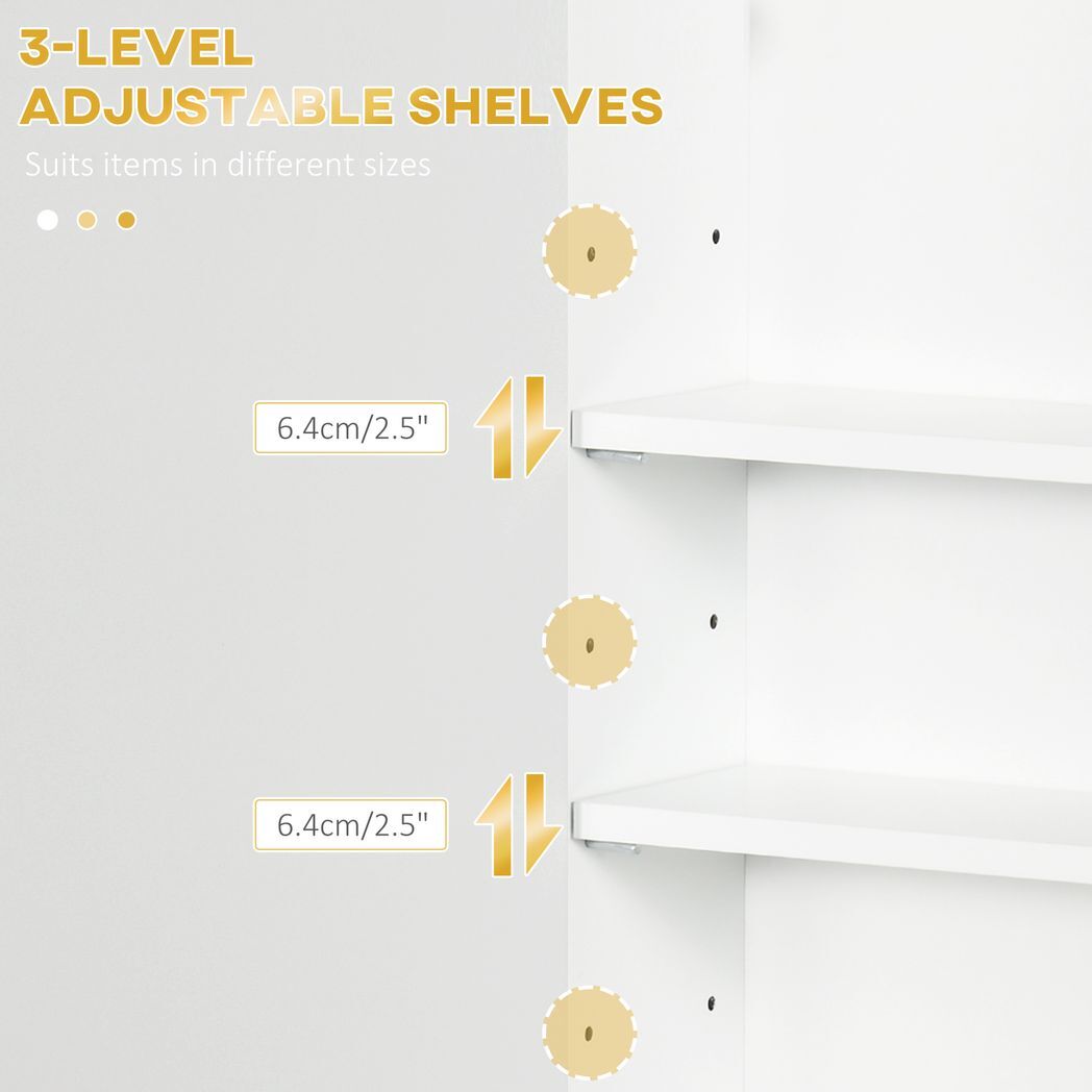 kleankin Bathroom Wall Cabinet with Adjustable Shelves for Hallway, Living Room