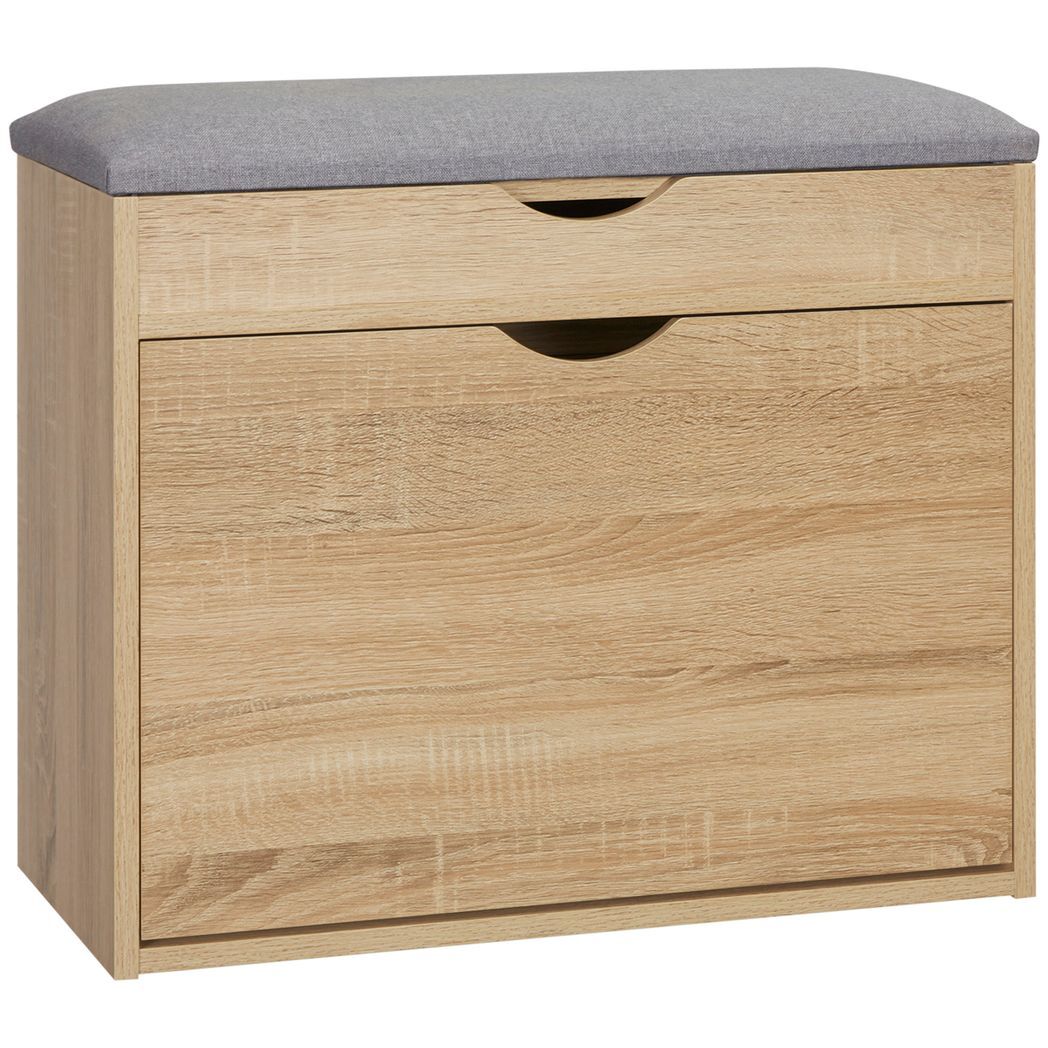 SvvalkaEntryway Shoe Bench with Cushion Storage Cabinet for Living Room Natural
