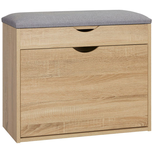 SvvalkaEntryway Shoe Bench with Cushion Storage Cabinet for Living Room Natural
