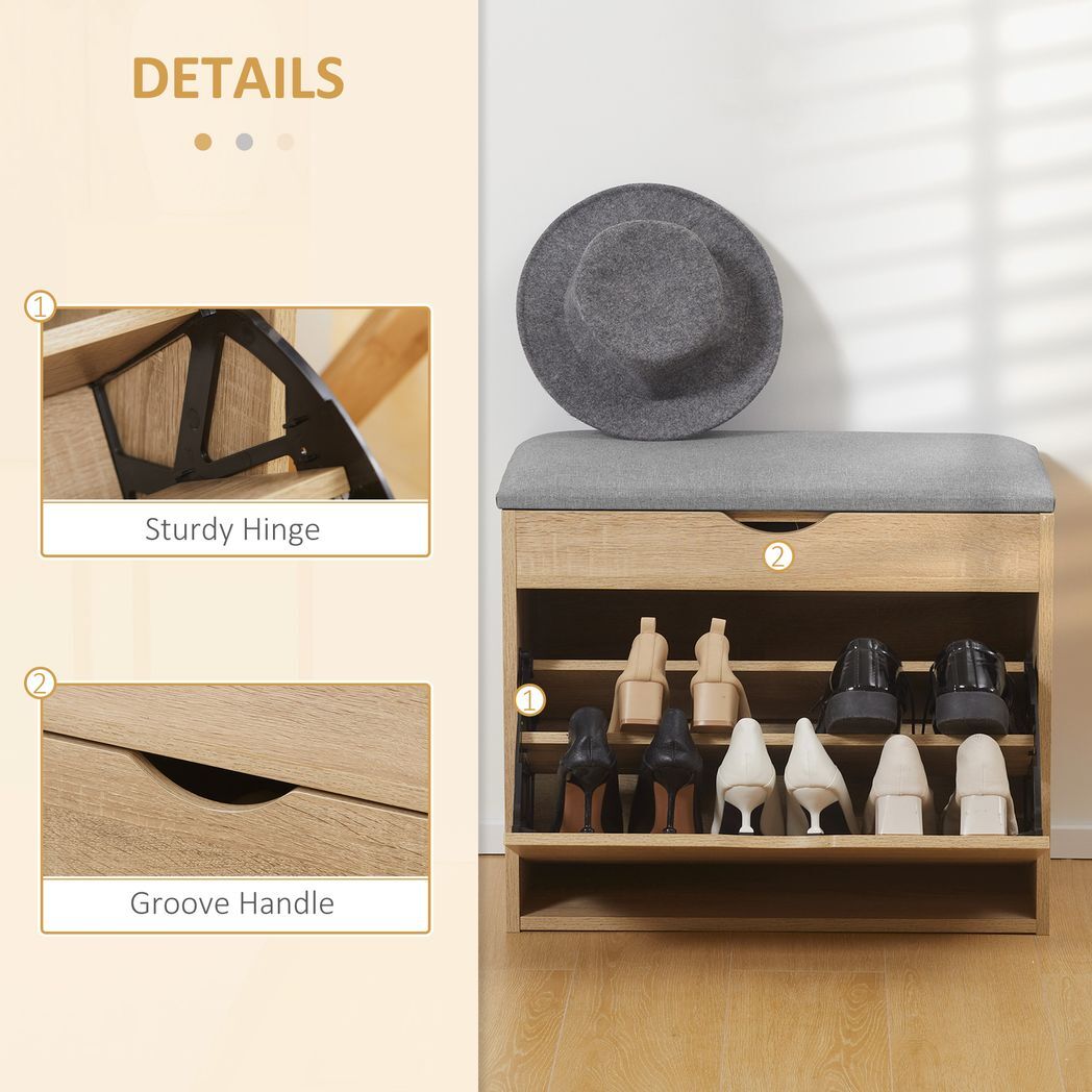 SvvalkaEntryway Shoe Bench with Cushion Storage Cabinet for Living Room Natural