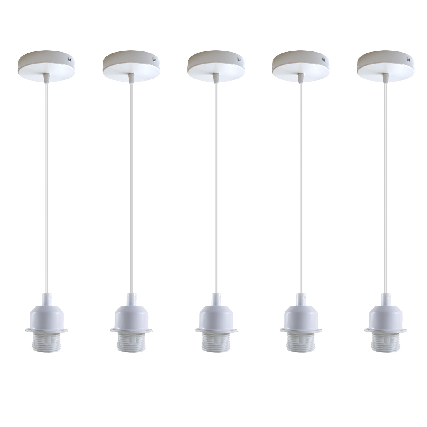 5 Pack Vintage Industrial Style White Ceiling Pendant Lamp E27 Base Metal Screw Lamp Holder