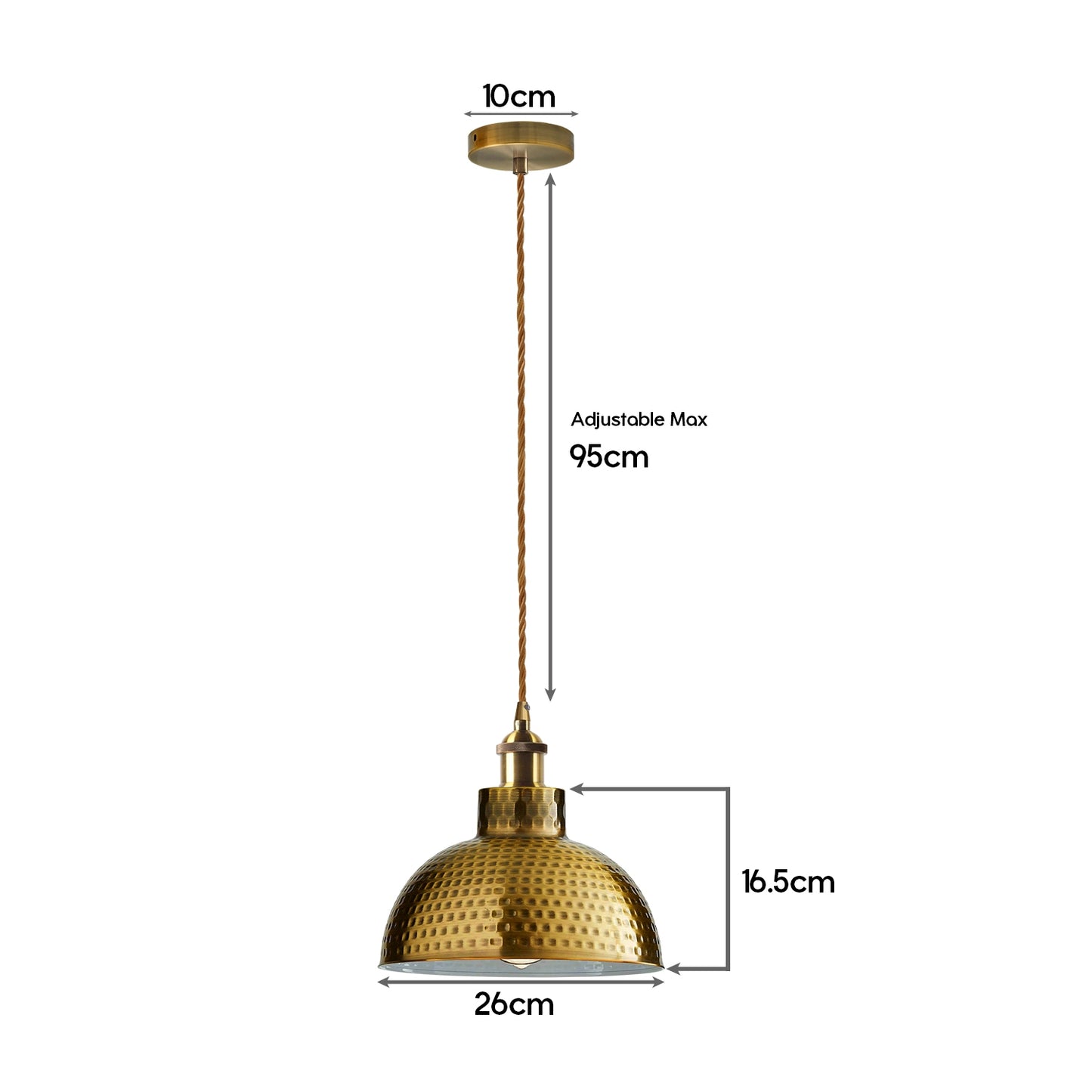 2 Pack Vintage Industrial Yellow Brass Ceiling Pendant Light Metal Shade Hanging Lamp