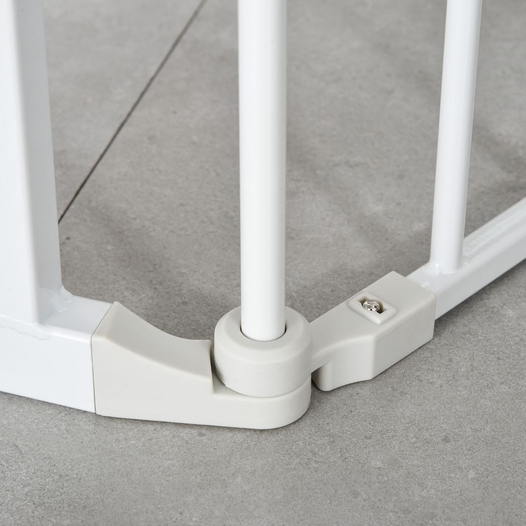 Pet Safety Gate 3-Panel Playpen Metal Fence W/ Walk Through Door White