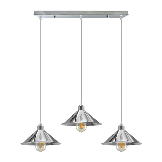 3 Head Rectangle Base Industrial Vintage Ceiling Pendant Light Shade Hanging Lamp
