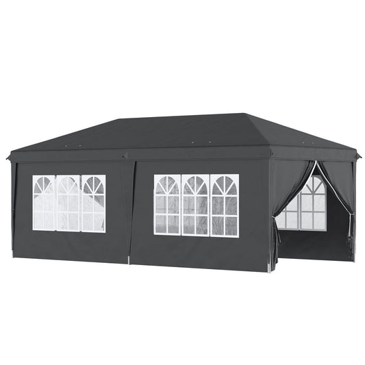 3 x 6m Pop Up Gazebo Height Adjustable Party Tent w/ Storage Bag Black