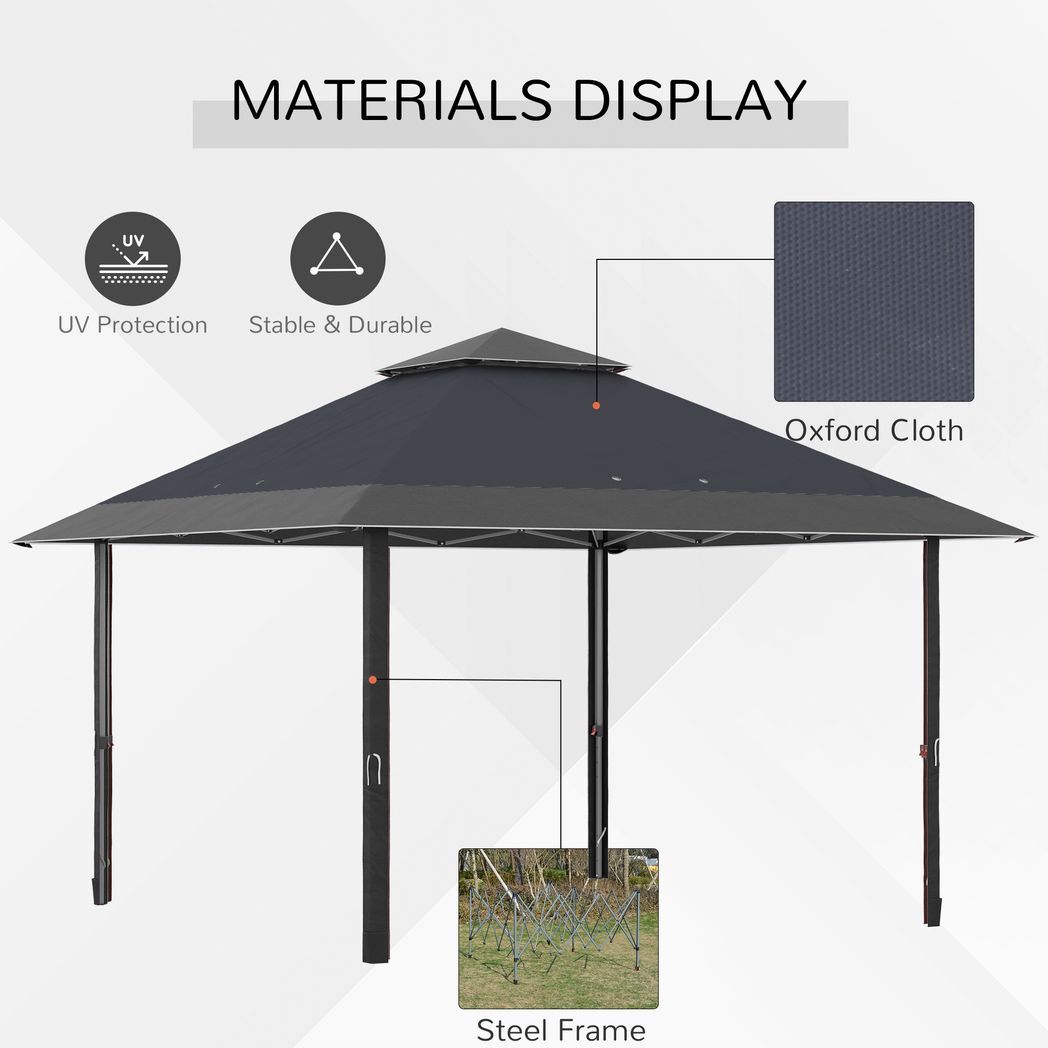 4 x 4m Outdoor Pop-Up Canopy Tent Gazebo Adjustable Legs Bag Grey