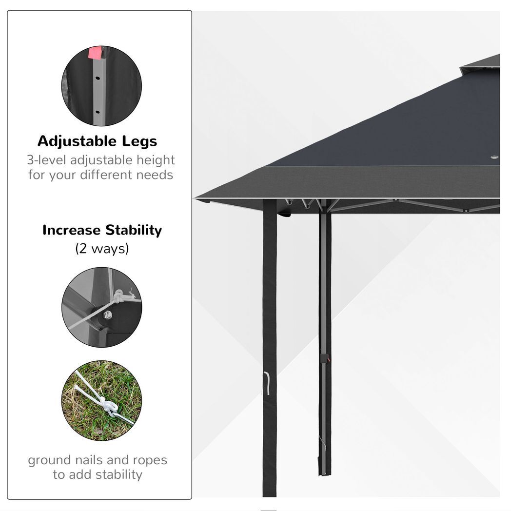 4 x 4m Outdoor Pop-Up Canopy Tent Gazebo Adjustable Legs Bag Grey