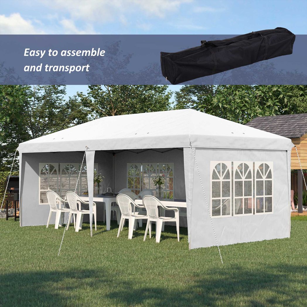 3 x 6m Heavy Duty Gazebo Marquee Party Tent with Storage Bag White