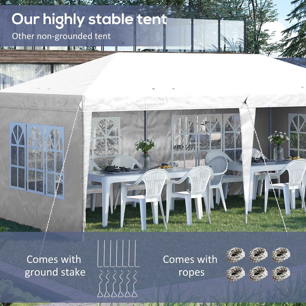 3 x 6m Heavy Duty Gazebo Marquee Party Tent with Storage Bag White