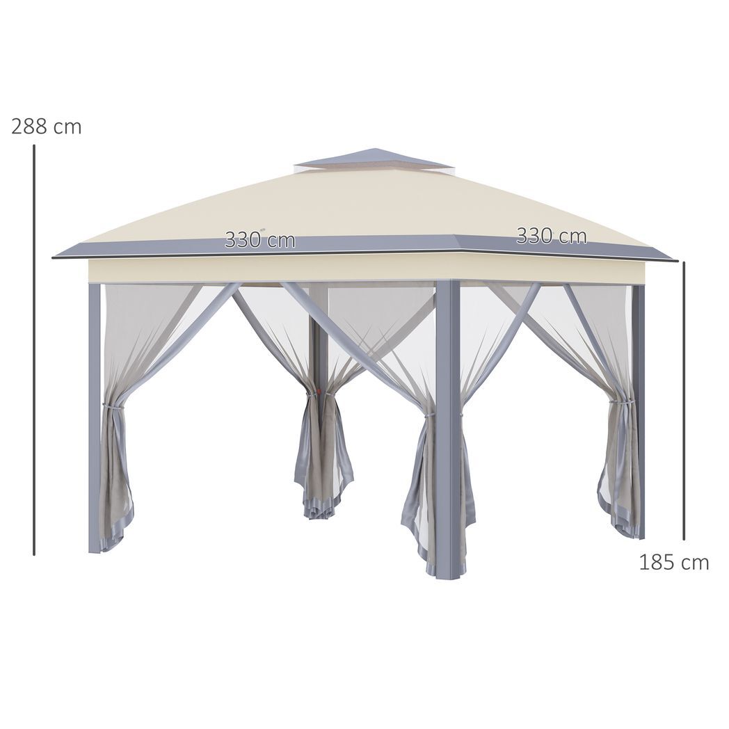 Pop Up Gazebo Height Adjustable Canopy Tent w/ Carrying Bag, Beige